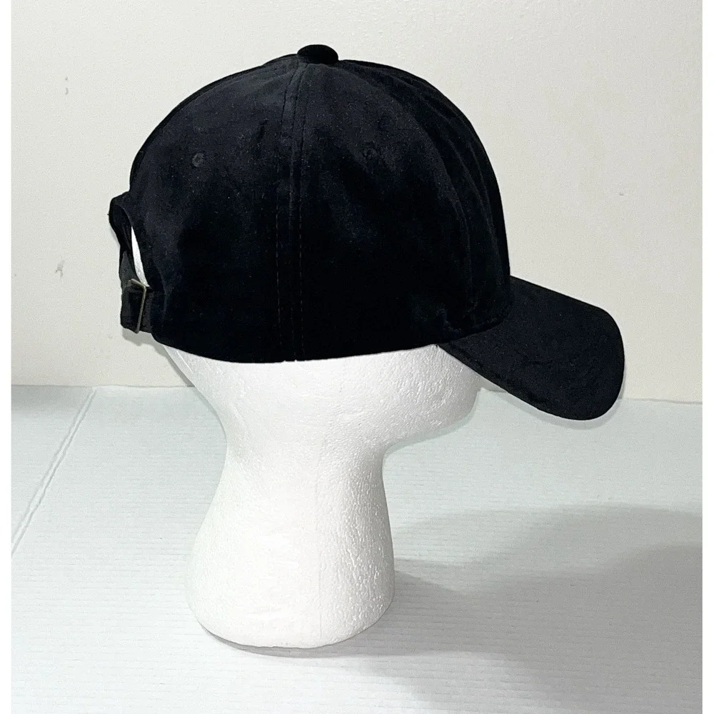 Velour Baseball Cap Women's OS Black Strapback Adjustable Witchy Goth Athleisure